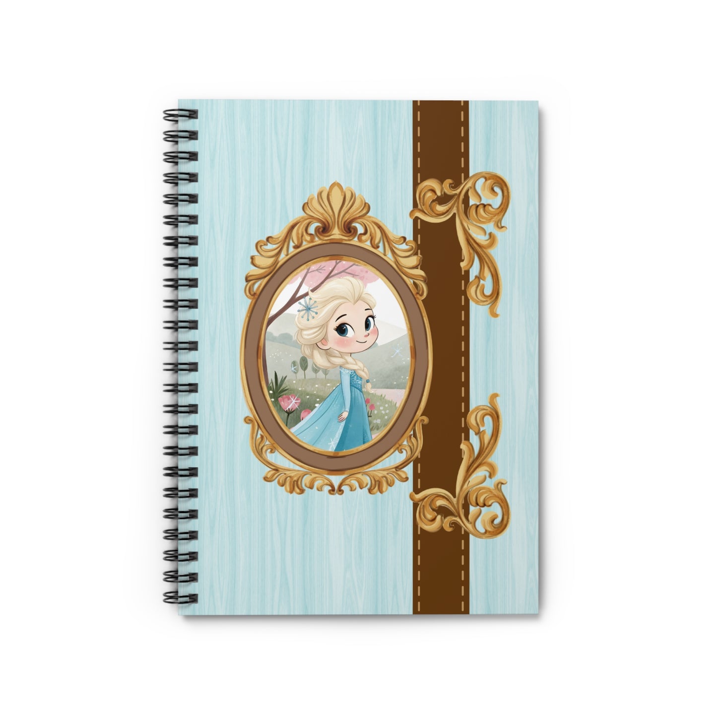 Princess Portrait Spiral Notebook | Ruled Journal, Blue Vintage Frame