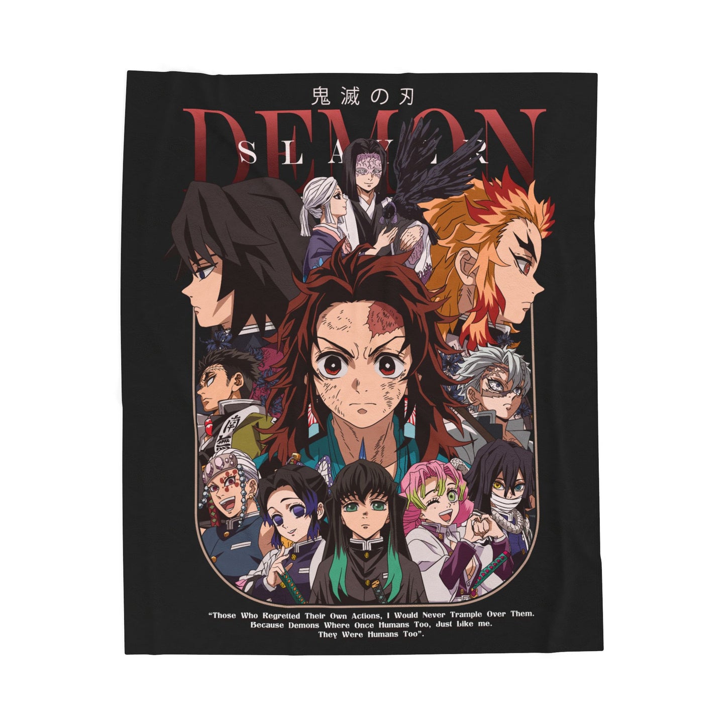 Demon Slayer Character Collage Blanket | Velveteen Plush Blanket