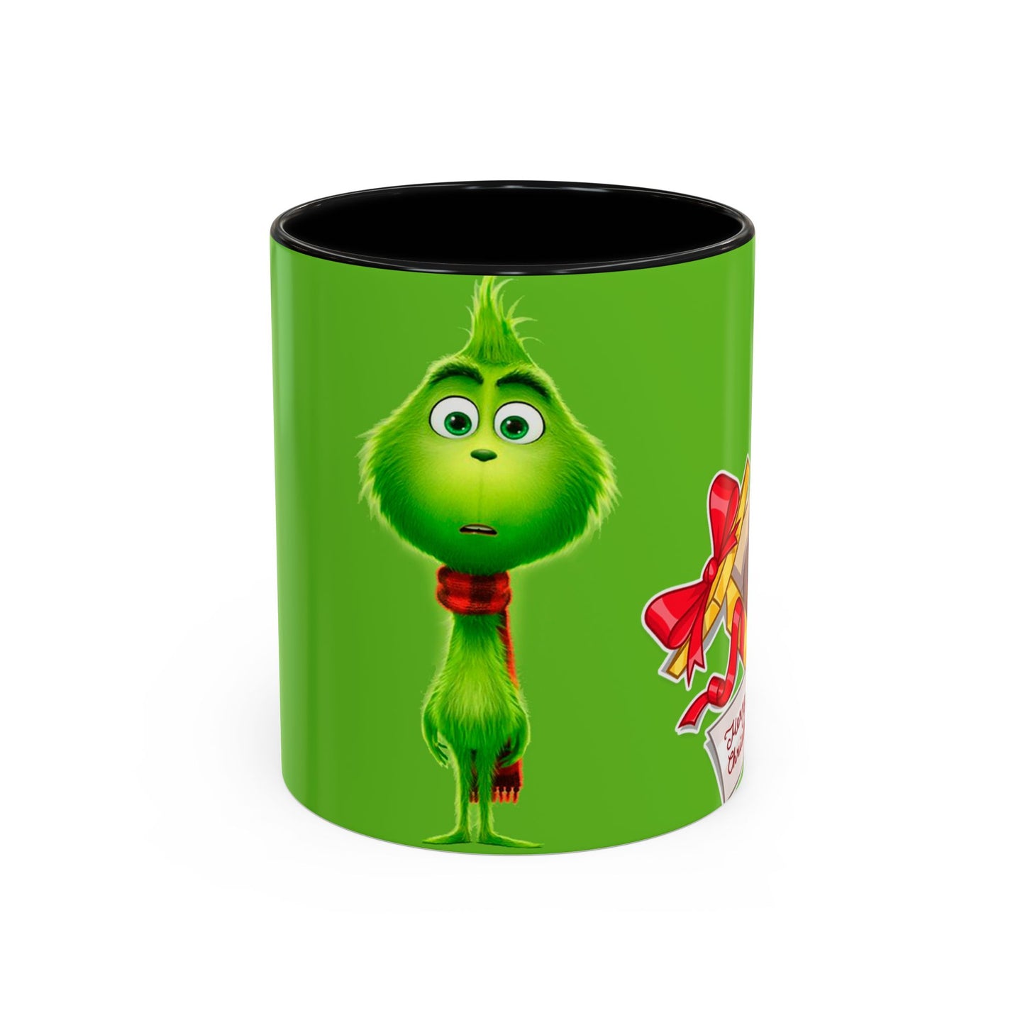 Grinch Character with Poop Present Mug | Accent Coffee Mug