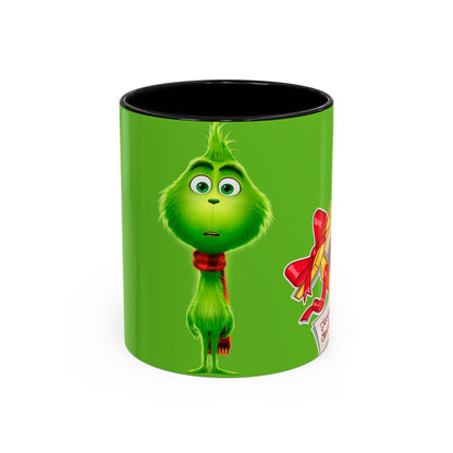 Grinch Character with Poop Present Mug | Accent Coffee Mug