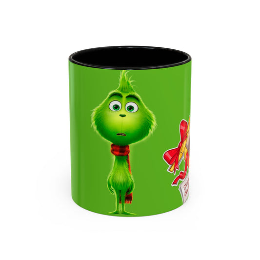 Grinch Character with Poop Present Mug | Accent Coffee Mug