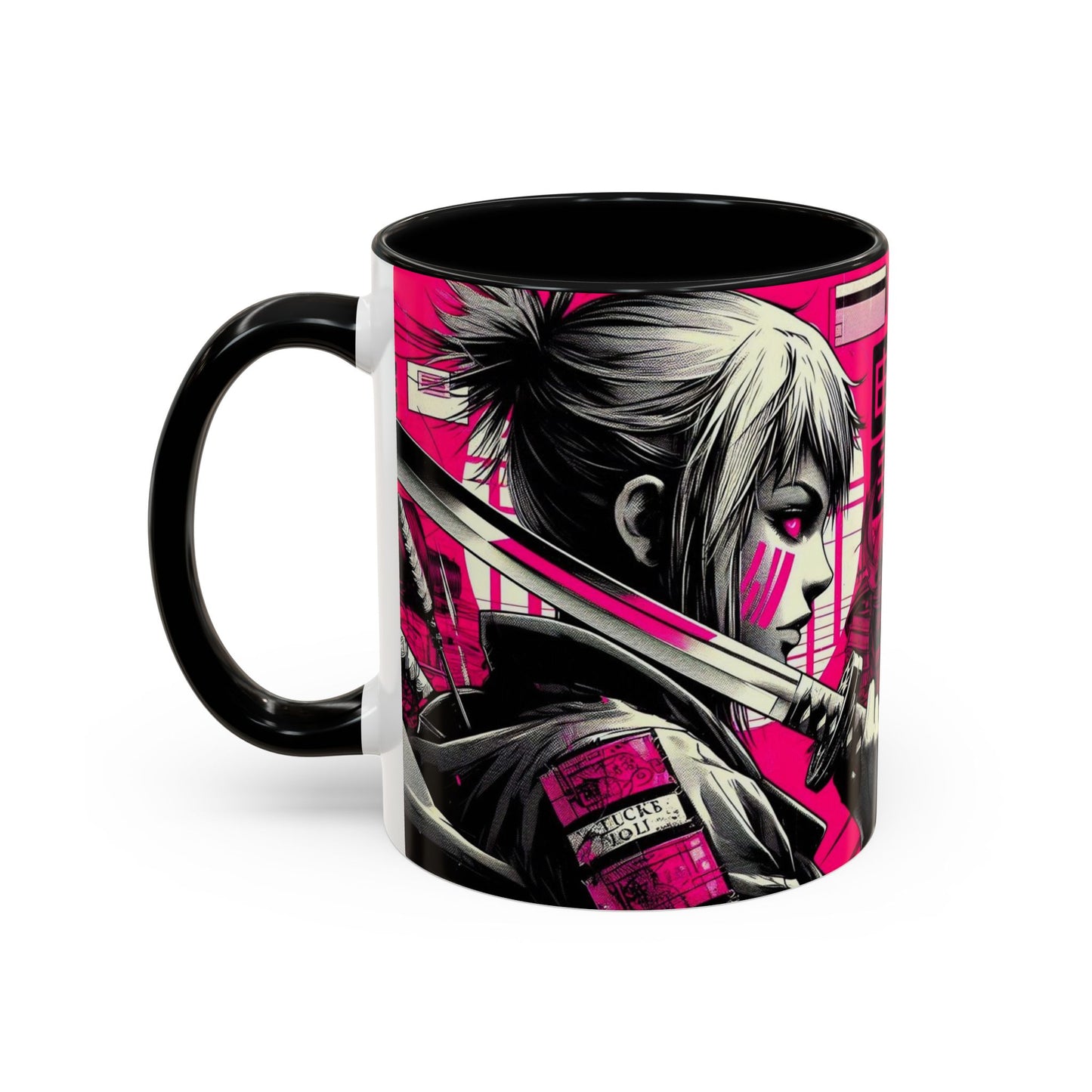 Neon Anime Samurai Mug | Accent Coffee Mug 11oz 15oz