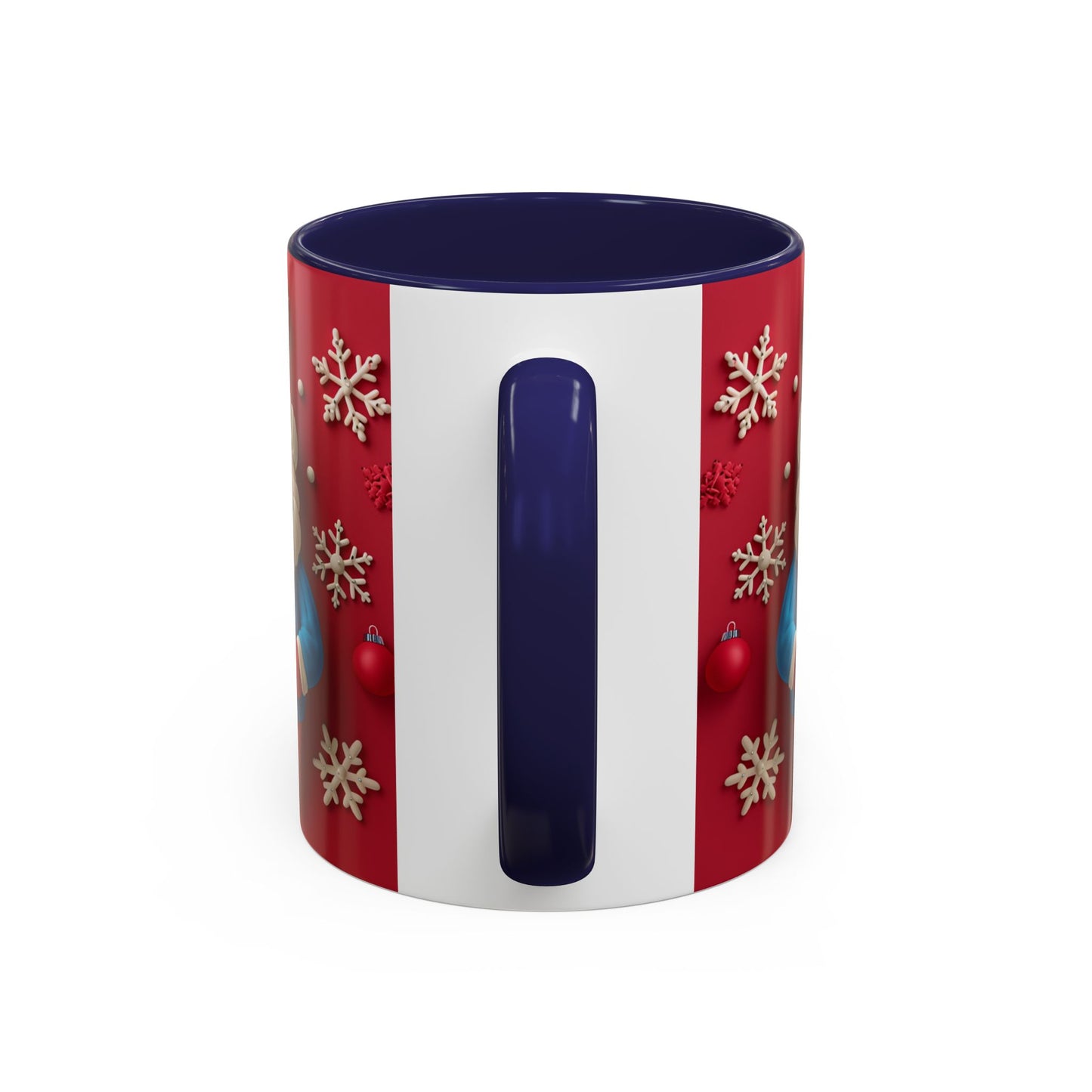 Clay Santa Pattern Mug | Christmas Snowflake Accent Coffee Mug