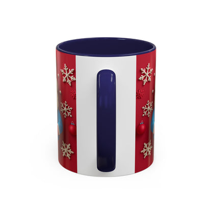 Clay Santa Pattern Mug | Christmas Snowflake Accent Coffee Mug