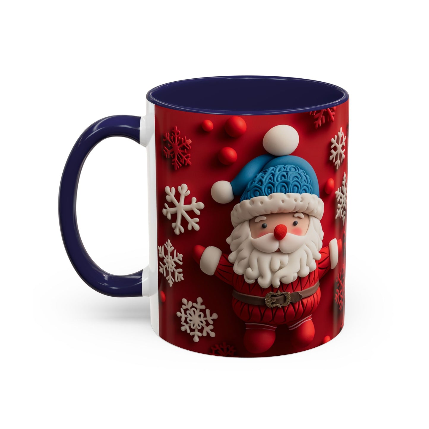 Santa Claus Pattern Mug | Red Snowflakes Christmas Coffee Cup