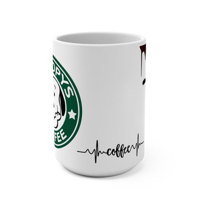 Coffee heartbeat mug | cartoon dog sipping coffee logo