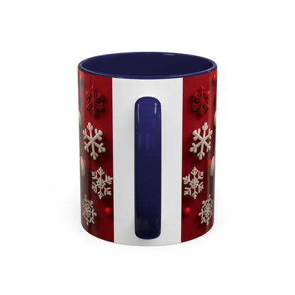Santa Claus Pattern Mug | Red Snowflakes Christmas Coffee Cup