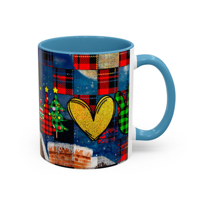 Plaid Christmas Trees Heart Mug | Accent Coffee Mug