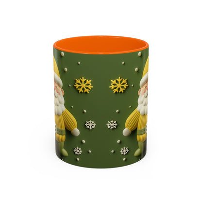 Yellow Santa Holiday Mug | Christmas Accent Coffee Mug (11,15oz)