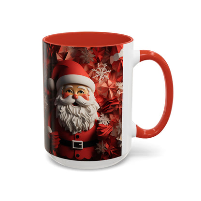 Santa Claus Mug | Christmas Santa Coffee Mug, Red Snowflake Holiday Ceramic