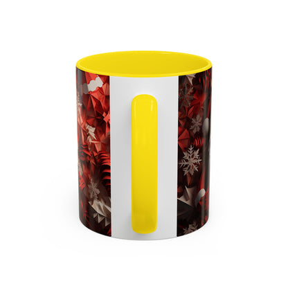 Santa Claus Mug | Christmas Santa Coffee Mug, Red Snowflake Holiday Ceramic