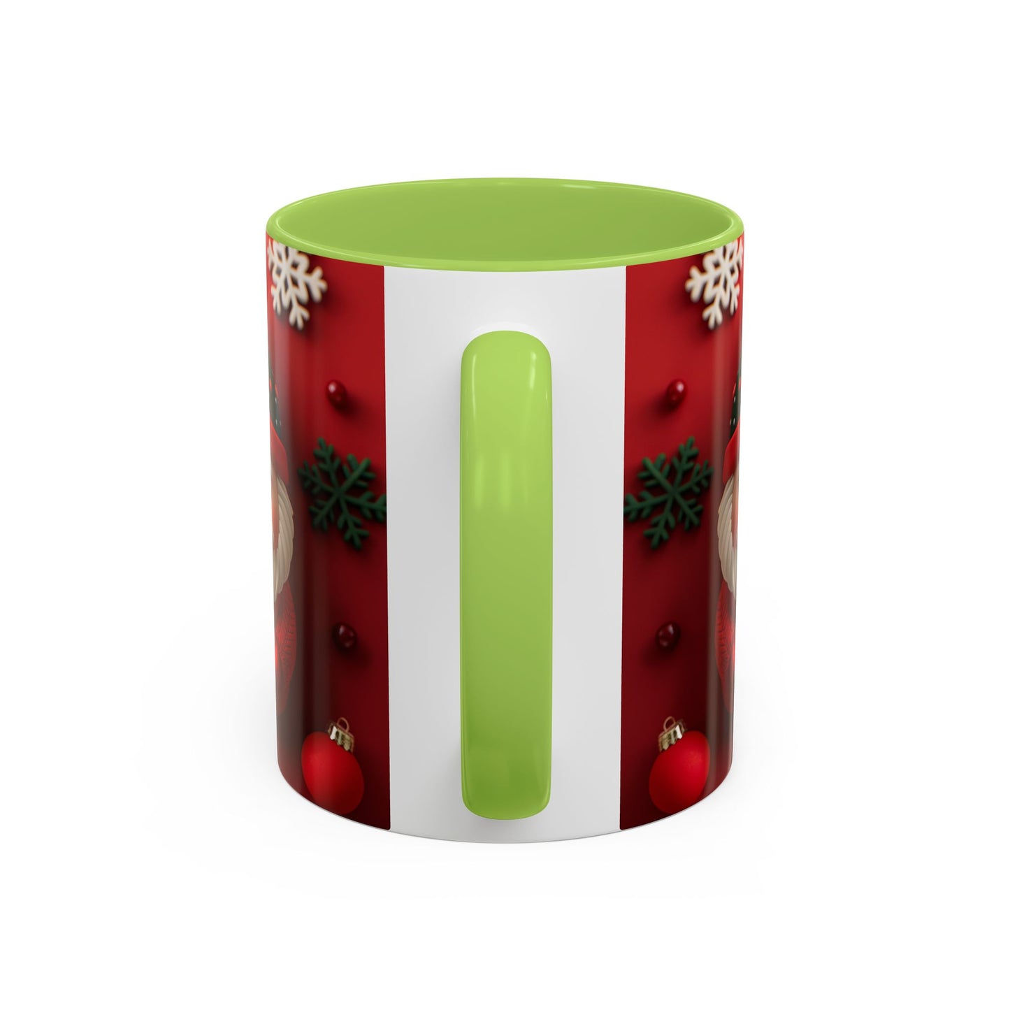 Cute Santa Pattern Accent Coffee Mug | Christmas Holiday Snowflakes