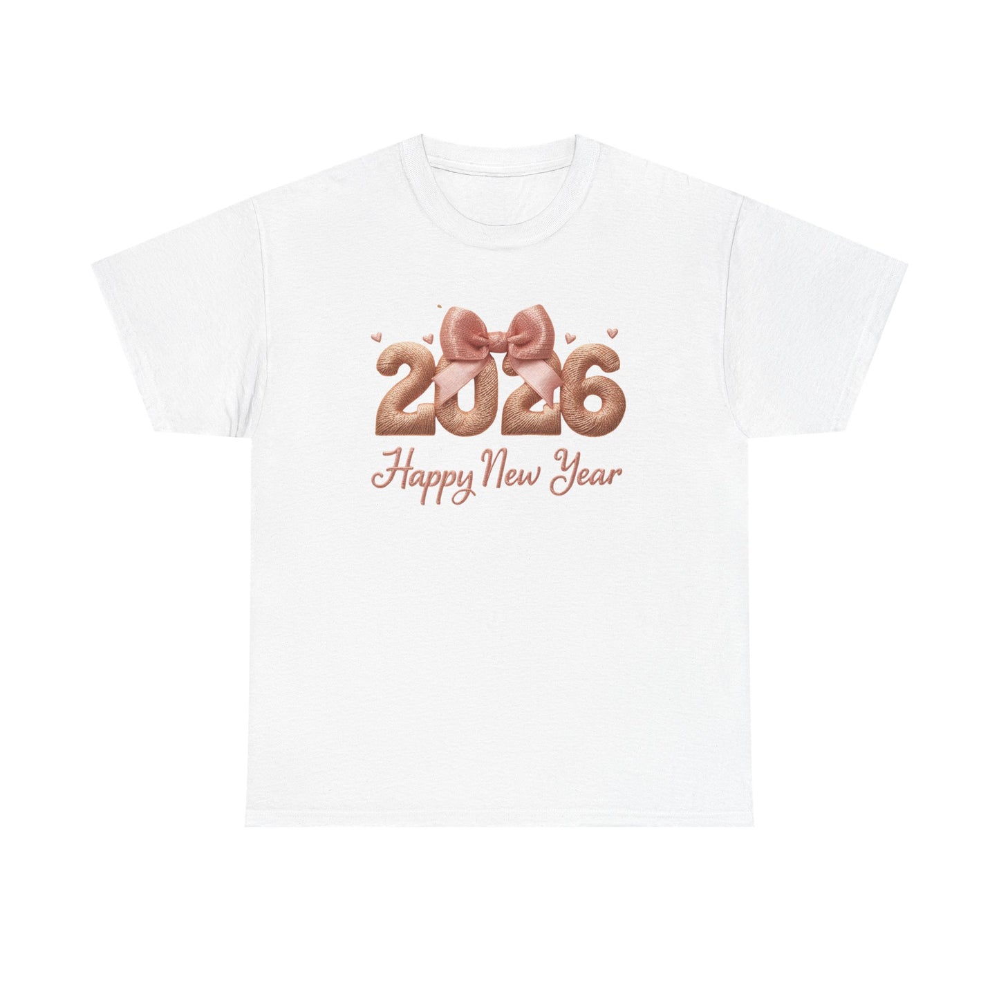 2026 Happy New Year T-Shirt Rose Gold Balloon Numbers Graphic Tee