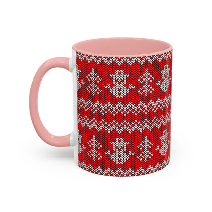 Snowman Knit Pattern Accent Mug | Christmas Holiday Coffee Cup