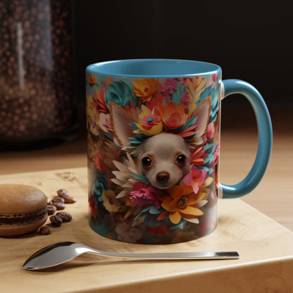 Chihuahua Floral Wreath Accent Coffee Mug — Colorful Pet Lover Gift (11/15oz)