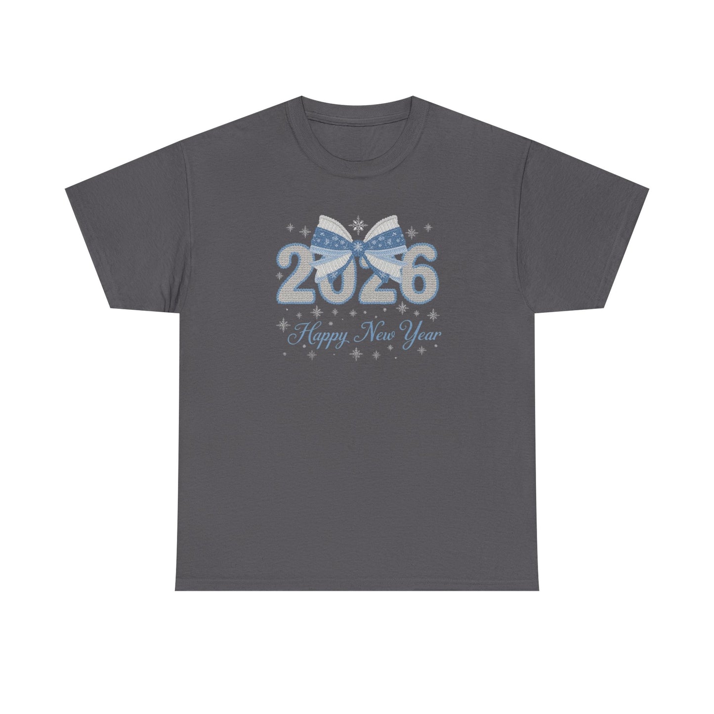 2026 Happy New Year Tee Festive Blue Bow New Year T-Shirt