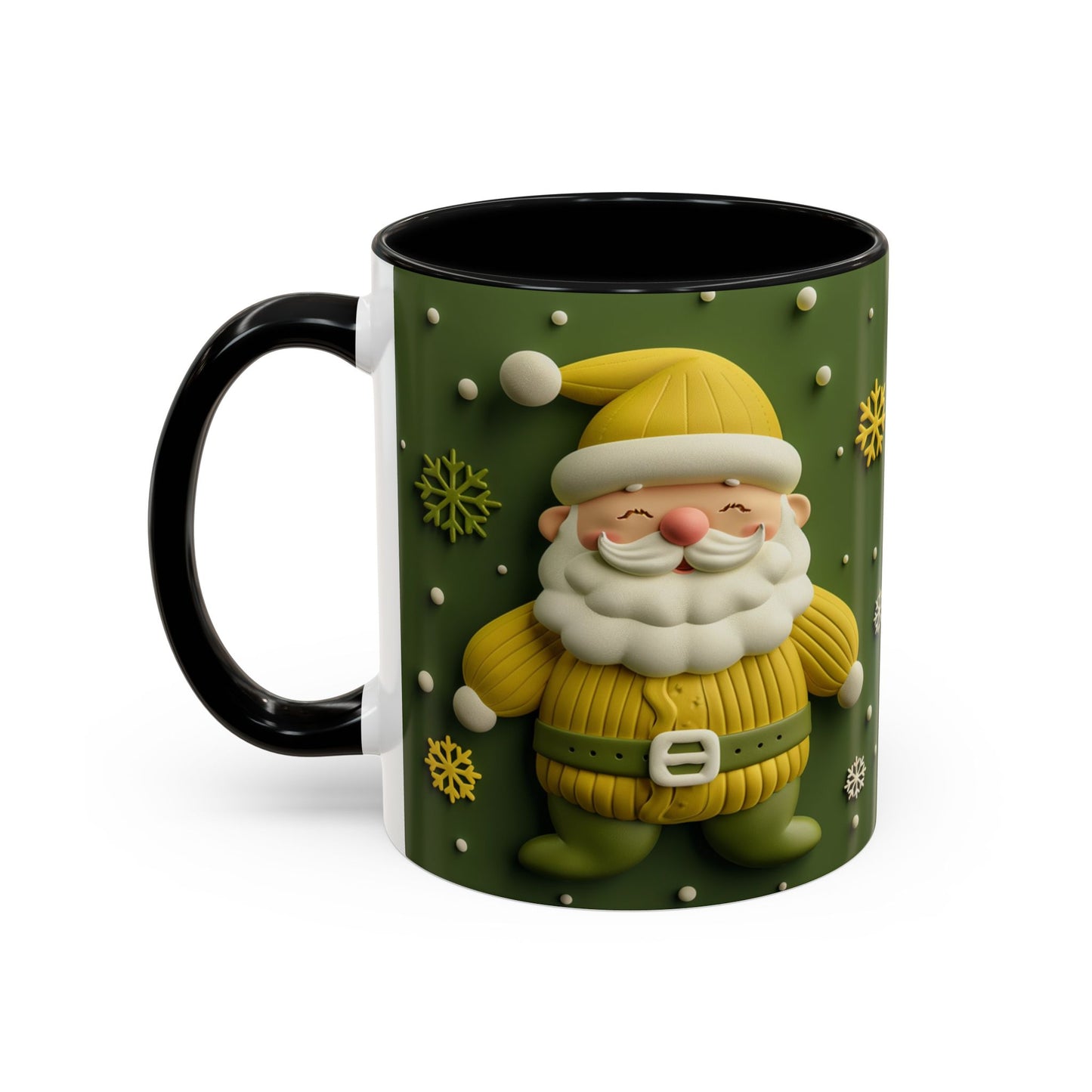 Yellow Santa Holiday Mug | Christmas Accent Coffee Mug (11,15oz)