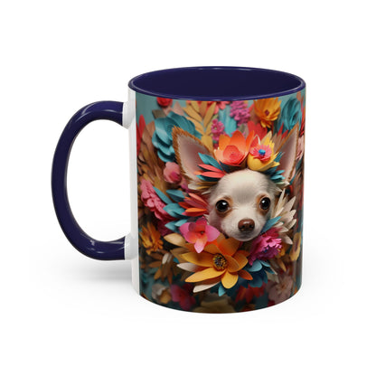 Chihuahua Floral Wreath Accent Coffee Mug — Colorful Pet Lover Gift (11/15oz)