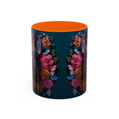 Floral French Bulldog Accent Coffee Mug - Colorful Dog Art 11/15oz