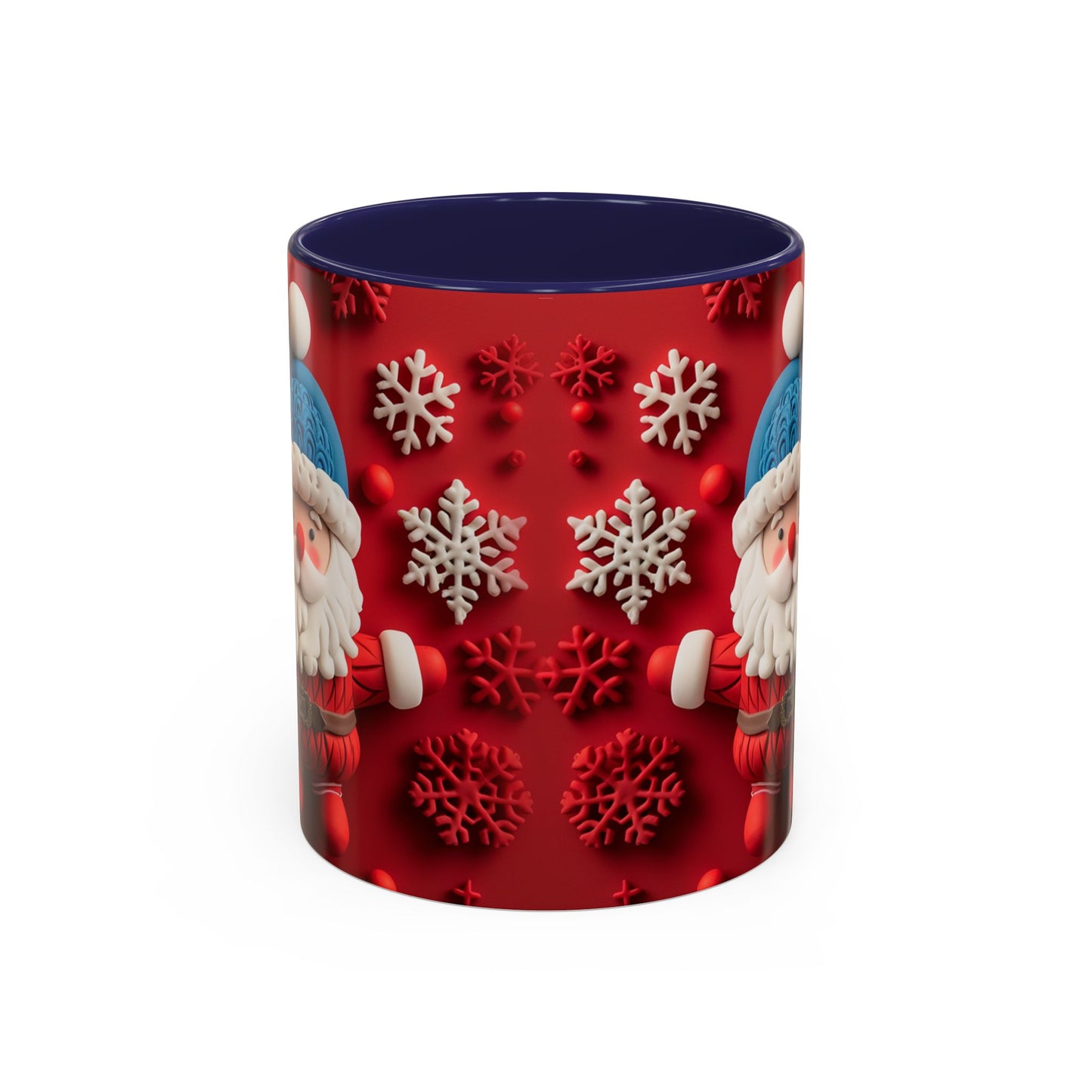 Santa Claus Pattern Mug | Red Snowflakes Christmas Coffee Cup
