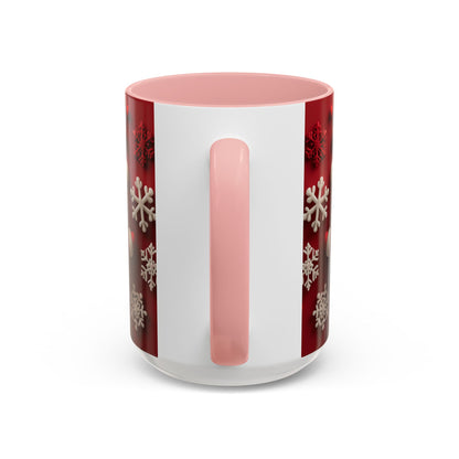 Santa Claus Pattern Mug | Red Snowflakes Christmas Coffee Cup