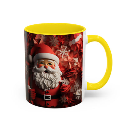 Santa Claus Mug | Christmas Santa Coffee Mug, Red Snowflake Holiday Ceramic