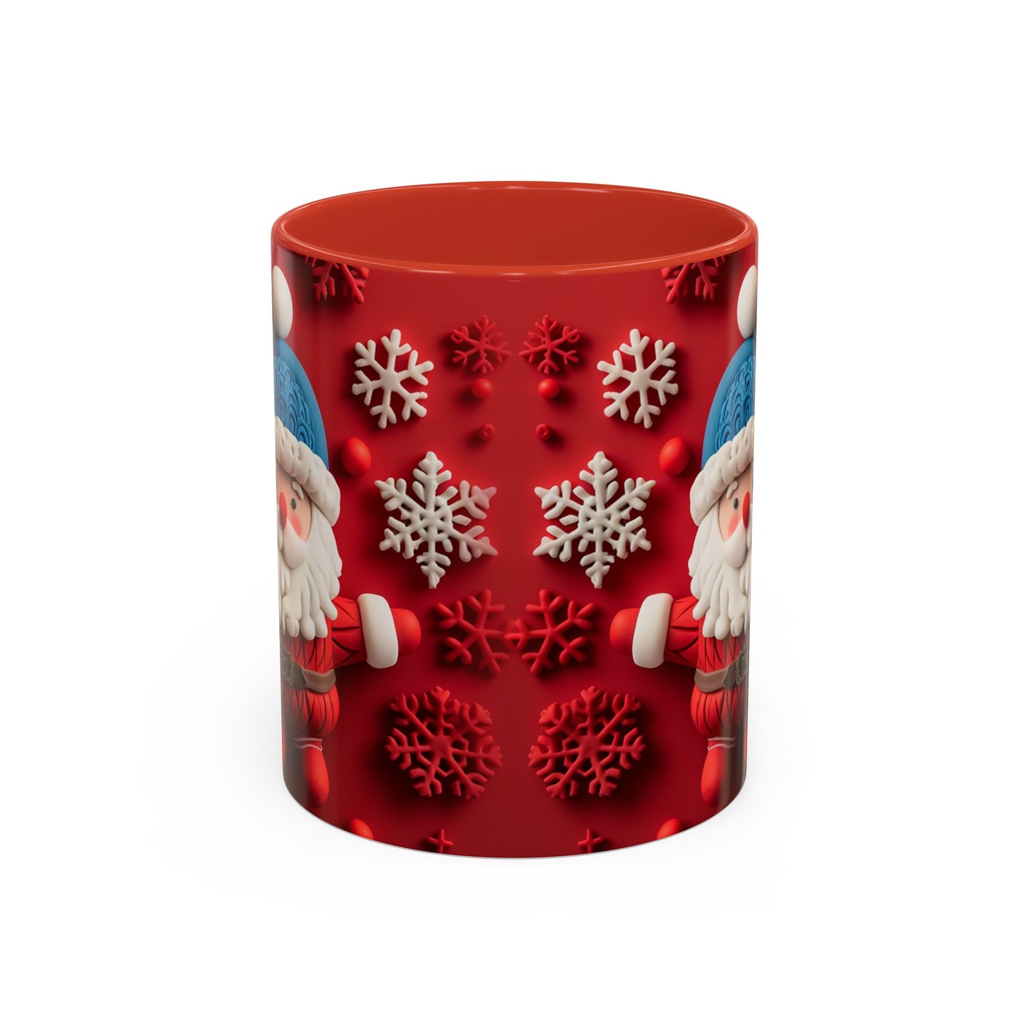 Santa Claus Pattern Mug | Red Snowflakes Christmas Coffee Cup