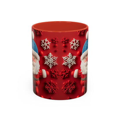 Santa Claus Pattern Mug | Red Snowflakes Christmas Coffee Cup