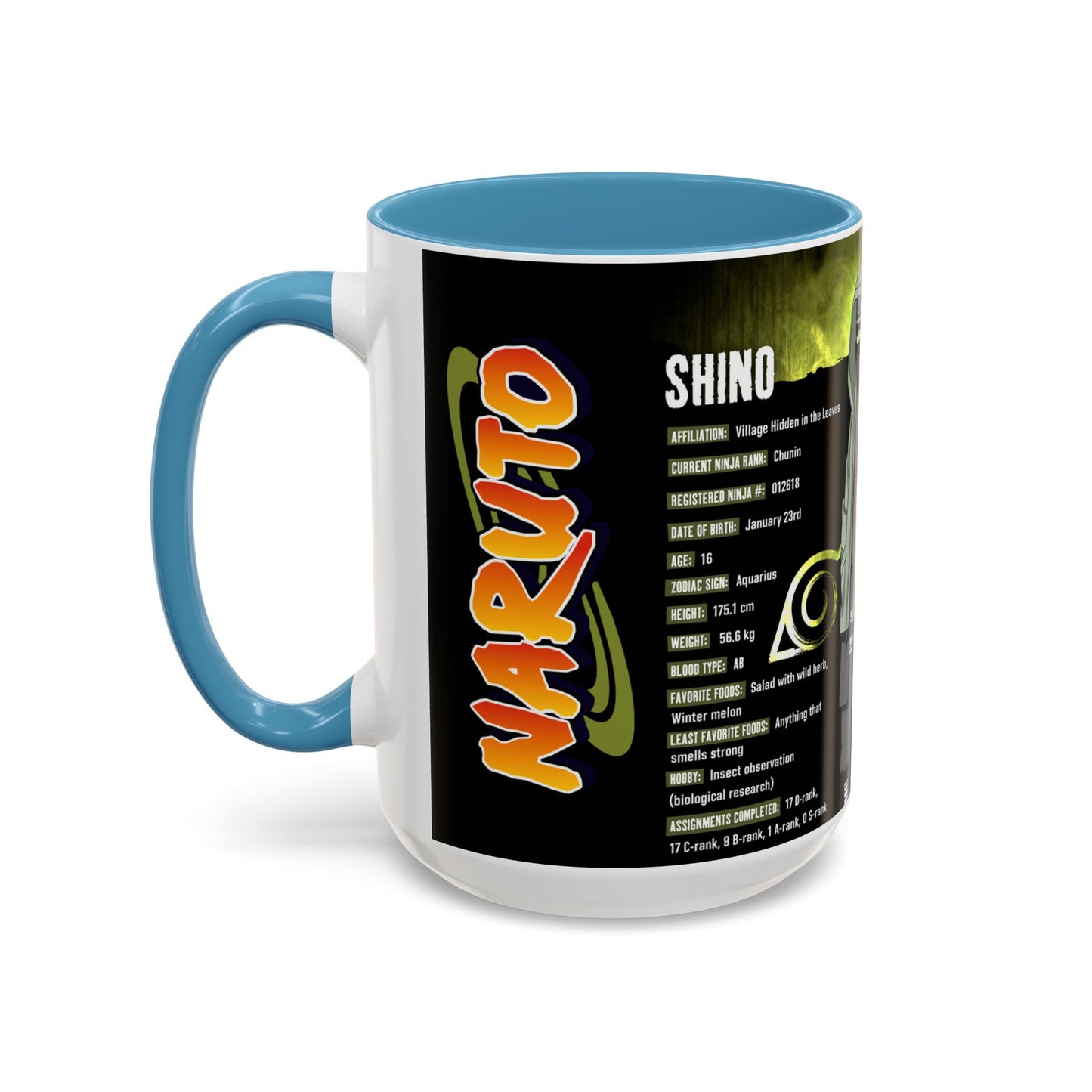 Naruto Shippuden Shino Aburame Accent Coffee Mug  Anime Character Fan Gift (11/15oz)