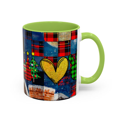 Plaid Christmas Trees Heart Mug | Accent Coffee Mug