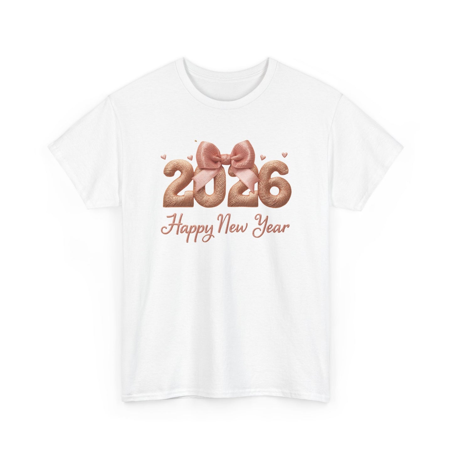 2026 Happy New Year T-Shirt Rose Gold Balloon Numbers Graphic Tee