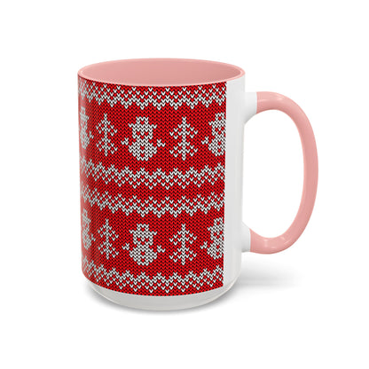 Snowman Knit Pattern Accent Mug | Christmas Holiday Coffee Cup