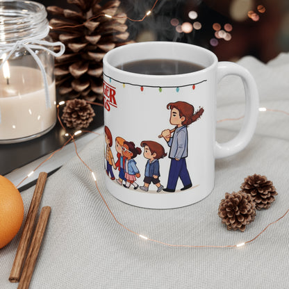 Stranger Things Kids Illustration Mug | 11oz Ceramic Coffee Cup
