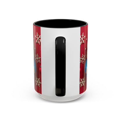 Clay Santa Pattern Mug | Christmas Snowflake Accent Coffee Mug
