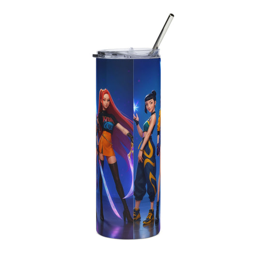 Neon Cyber Girls Stainless Steel Tumbler | 20oz Skinny Travel Cup
