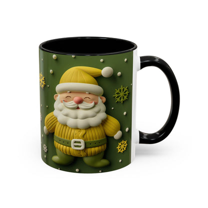 Yellow Santa Holiday Mug | Christmas Accent Coffee Mug (11,15oz)