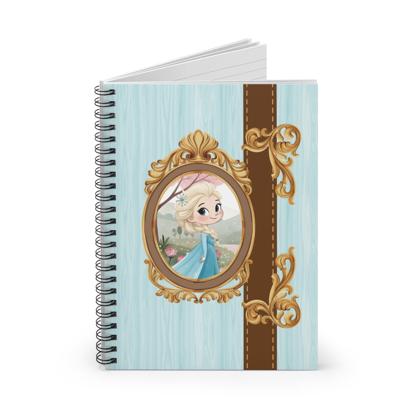 Princess Portrait Spiral Notebook | Ruled Journal, Blue Vintage Frame