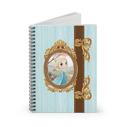 Princess Portrait Spiral Notebook | Ruled Journal, Blue Vintage Frame