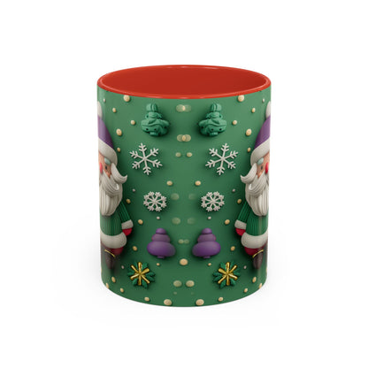 Whimsical Santa Pattern Accent Coffee Mug | Christmas Santa Snowflakes 11oz 15oz