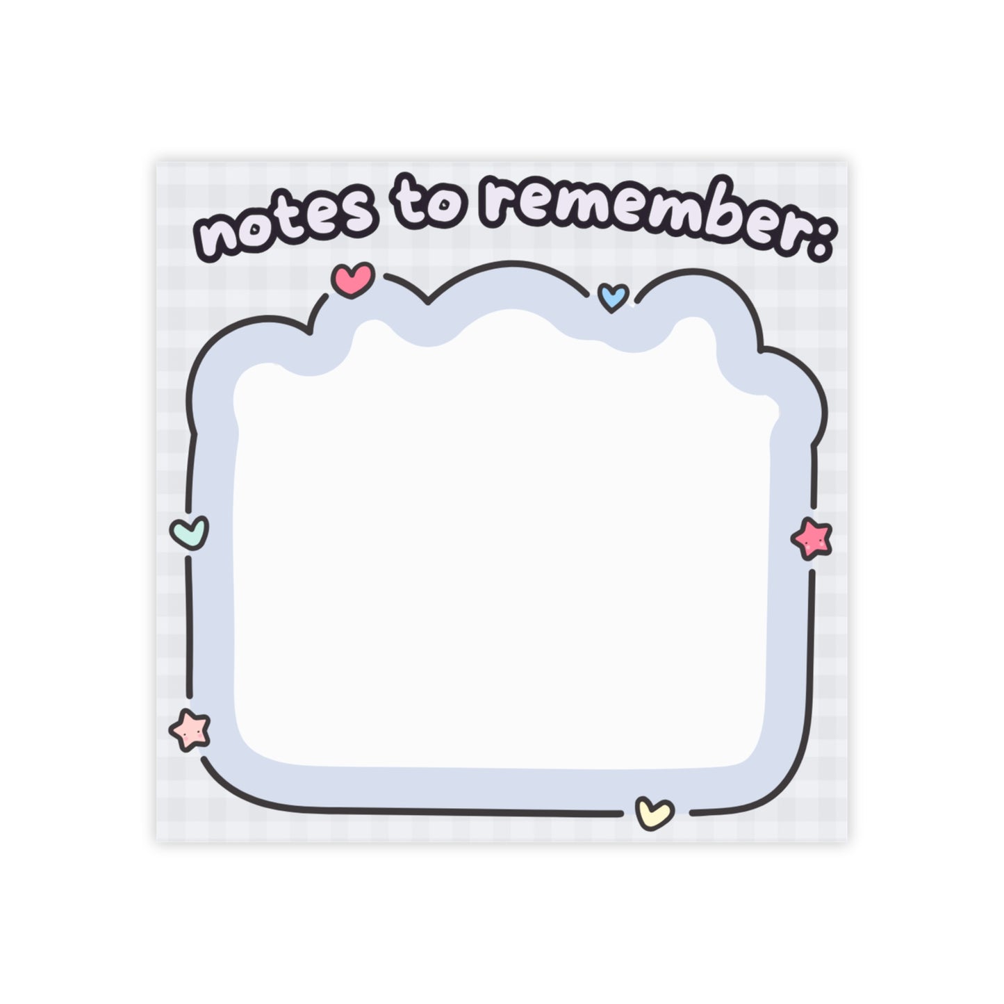 Notes to Remember Sticky Note Pad | Cute Heart Star Doodle