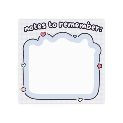 Notes to Remember Sticky Note Pad | Cute Heart Star Doodle
