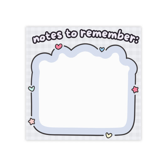 Notes to Remember Sticky Note Pad | Cute Heart Star Doodle