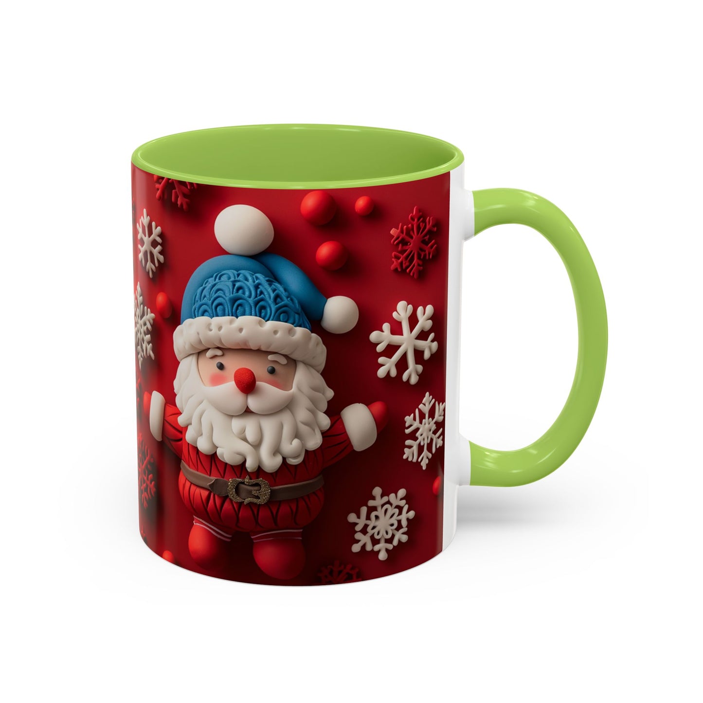 Santa Claus Pattern Mug | Red Snowflakes Christmas Coffee Cup