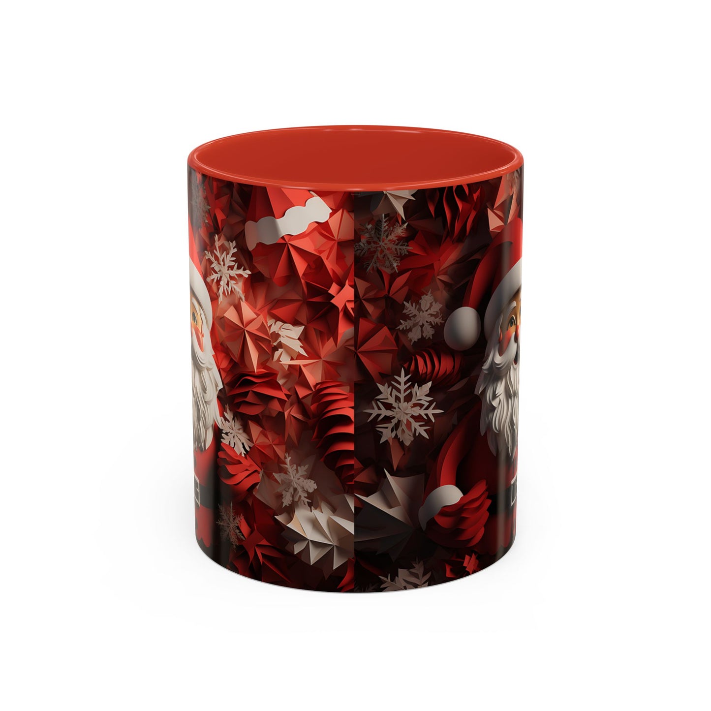 Santa Claus Mug | Christmas Santa Coffee Mug, Red Snowflake Holiday Ceramic