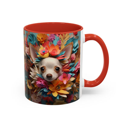 Chihuahua Floral Wreath Accent Coffee Mug — Colorful Pet Lover Gift (11/15oz)