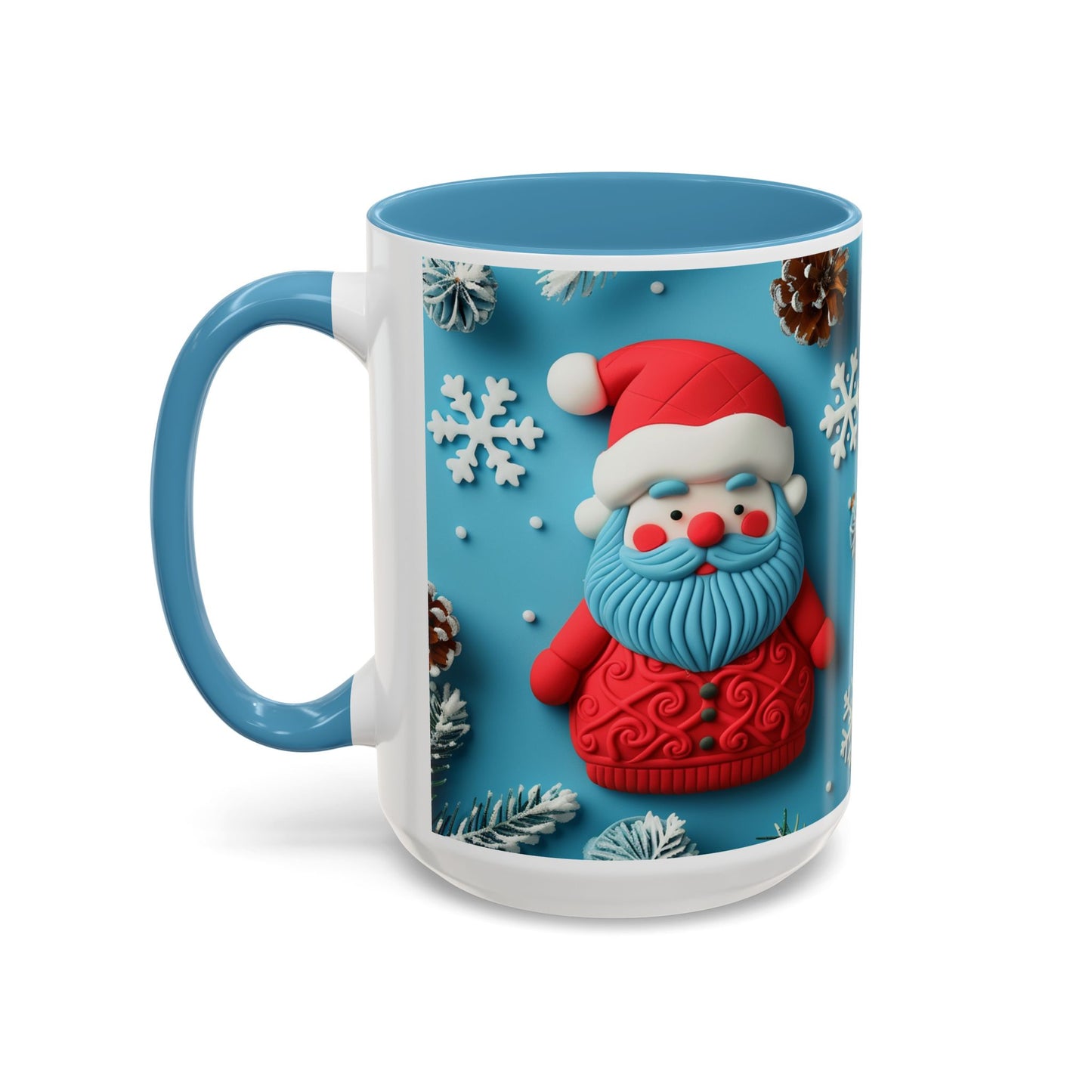 Blue Santa Claus Mug | Snowflakes Holiday Coffee Mug