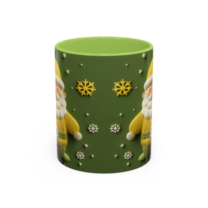 Yellow Santa Holiday Mug | Christmas Accent Coffee Mug (11,15oz)