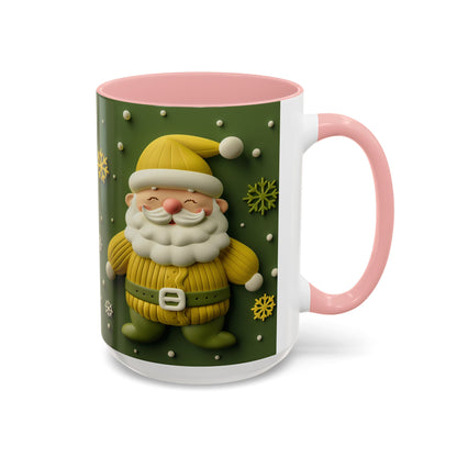 Yellow Santa Holiday Mug | Christmas Accent Coffee Mug (11,15oz)