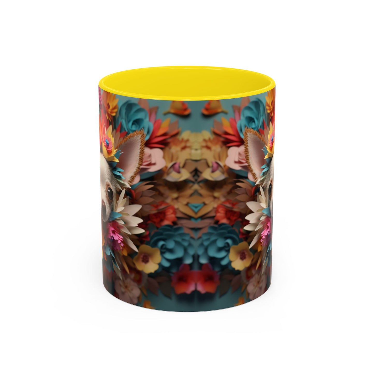 Chihuahua Floral Wreath Accent Coffee Mug — Colorful Pet Lover Gift (11/15oz)