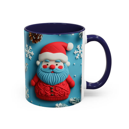 Blue Santa Claus Mug | Snowflakes Holiday Coffee Mug